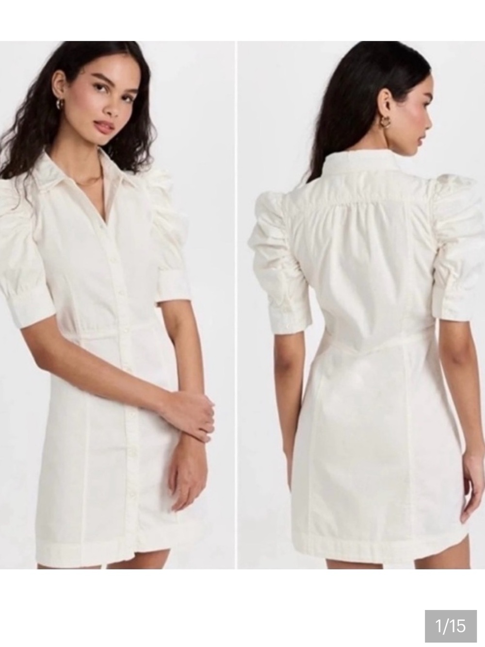 Frame Denim Puff-Sleeve Mini Dress